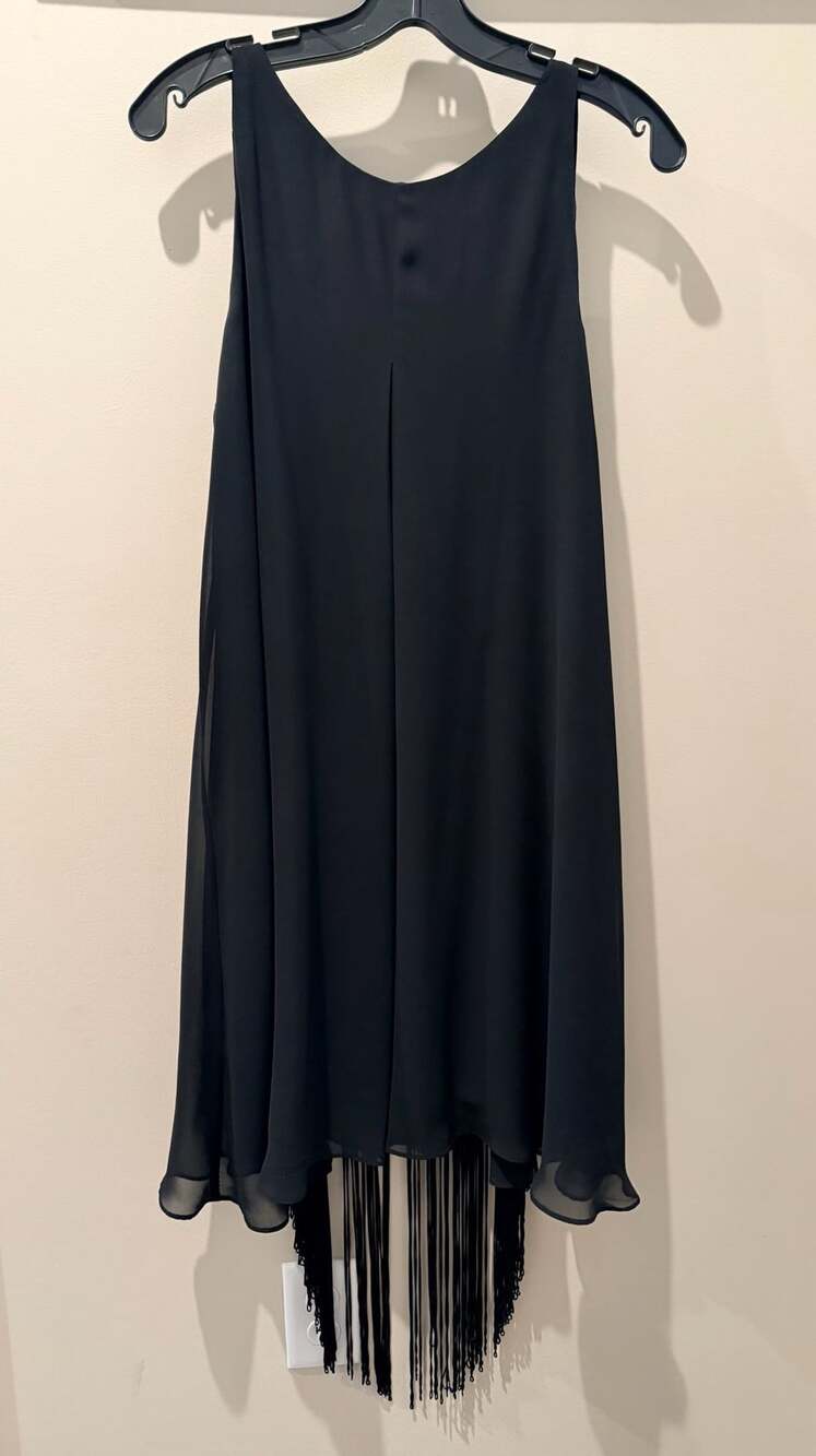 BCBGeneration Fringe Dress Size M Black Chiffon Sleeveless Tank